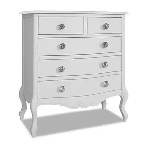 Juliette Champagne Shabby Chic 2 Over 3 Chest of Drawers with Crystal Handles