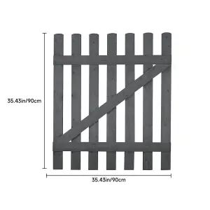 Grey Wooden Garden Fence Gate Single Swing Gate with Latch H 90cm x W 90cm