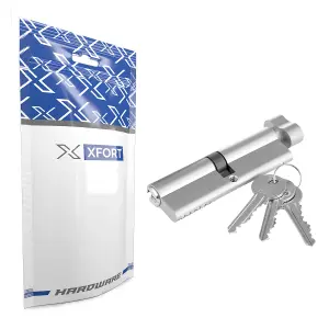 XFORT Chrome 45/55T Thumb Turn Euro Cylinder Lock (100mm), Euro Door Barrel Lock with 3 Keys