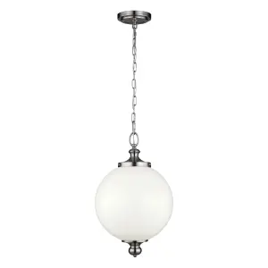 1 Bulb Ceiling Pendant Light Fitting Highly Polished Nickel LED E27 60W