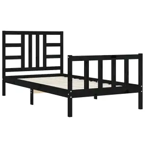 Berkfield Bed Frame with Headboard Black 100x200 cm Solid Wood