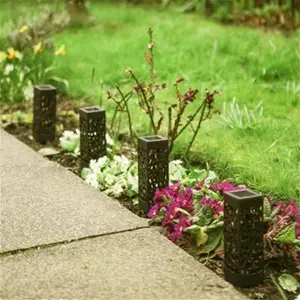 B&Q 4Pc Solar Led Garden Lights Waterproof Light Black Silhouette Solar Powered Light/Black