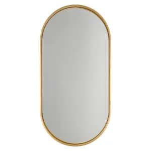 GoodHome Tisa Gold effect Oval Wall-mounted Bathroom Mirror (H)80cm (W)40cm