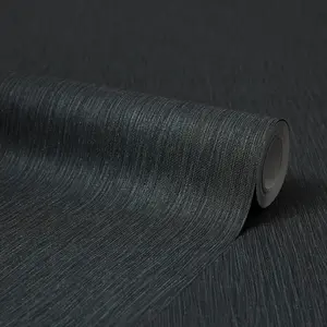 Riviera Plain Wallpaper in Charcoal