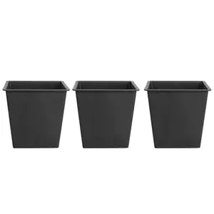 Set of 3 Plant Pots BALZO Synthetic Material Black