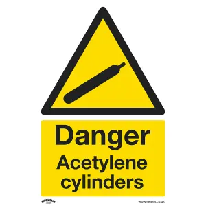 Sealey Warning Safety Sign Danger Acetylene Cylinders Rigid Plastic x10 SS63P10