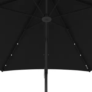 Outsunny 3(m) Cantilever Garden Parasol Umbrella W/ Solar LED and Cover, Black