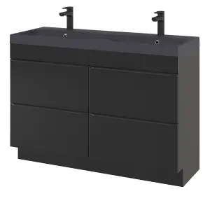 GoodHome Mila Black Rectangular Vanity Basin (W)120.4cm