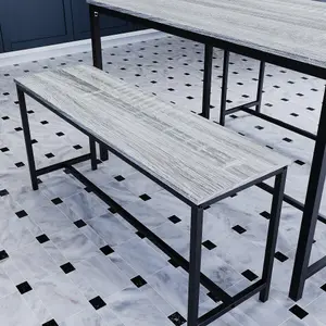 Vida Designs Brooklyn Grey Industrial 4 Seater Dining Table & Bench Set