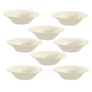 Purely Home Crackle Cream Melamine Low Bowls - Set of 8