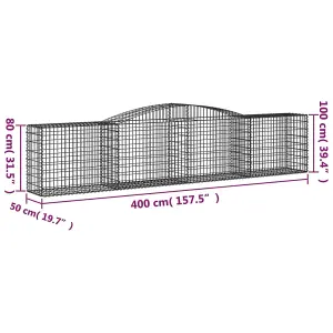 Berkfield Arched Gabion Baskets 20 pcs 400x50x80/100 cm Galvanised Iron