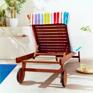 Catherine Lansfield Rainbow Stripe Beach Sun Lounger Towel 78x200cm Bright