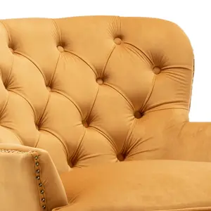 Velvet Gold Buttoned Ava Accent Chair