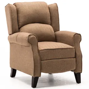 Eaton Wing Back Fireside Herringbone Fabric Recliner Armchair Sofa Chair Reclining Cinema (Herringbone Beige)