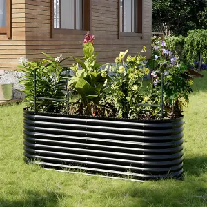 Anthracite Oval Garden Three-grid Metal Raised Bed Galvanized Raised Planter Box Outdoor Raised Garden Bed Kit