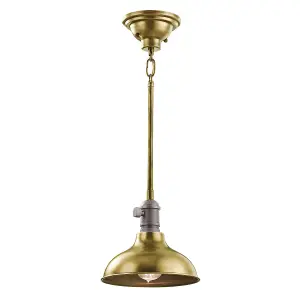 Elstead Cobson 1 Light Dome Ceiling Mini Pendant Brass, E27