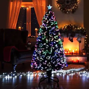 Xmas Pre-Lit Green Pine Artificial Christmas Tree With Multi-Coloured Lights And Stand The Seasonal Aisle Size: 5' H