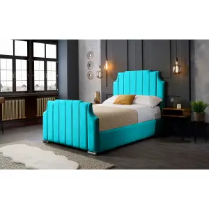 Nelson Plush Velvet Teal Bed Frame