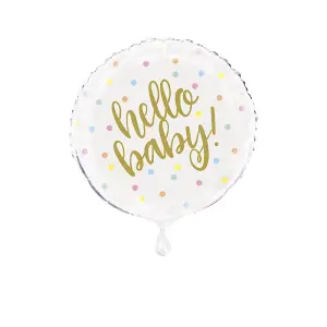 Unique Party Round Baby Shower Foil Balloon White/Gold (One Size)