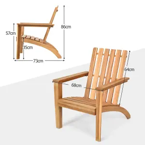 Costway Solid Acacia Wood Adirondack Chair Outdoor Patio Chair Lawn Chair