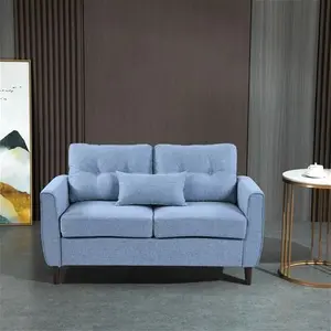 HOMCOM 2 Seater Sofa Loveseat With Armrests Light Blue | Robert Dyas