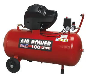 Sealey Air Compressor 100L V-Twin Direct Drive 3hp Oil Free SAC10030F