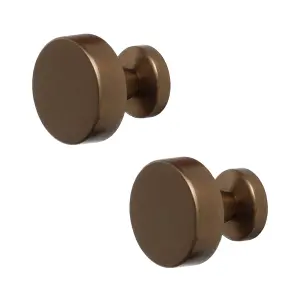 DecorAndDecor - CARNA Matt Bronze Solid Round Kitchen Cabinet Drawer Cupboard Pull Knob - Pair