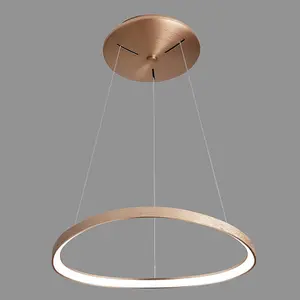 Luminosa Modern LED Hanging Pendant Brushed Gold, Warm White 3000K 2640lm Dimmable