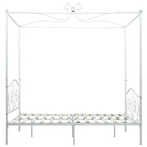 Berkfield Canopy Bed Frame White Metal 140x200 cm