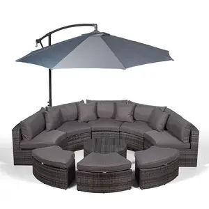 Monaco Luxury Large Rattan Garden Sofa Set - Grey