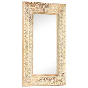 Berkfield Hand-Carved Mirror 80x50x2.6 cm Solid Mango Wood