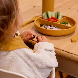 Tiny Dining - Baby Silicone Suction Plate, Fork & Spoon Set - Ochre