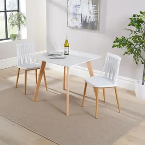 Home Source Trinity Table and 2 White  Lucy Chairs