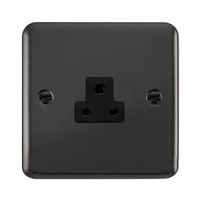 Curved Black Nickel 1 Gang 2A Round Pin Socket - Black Trim - SE Home