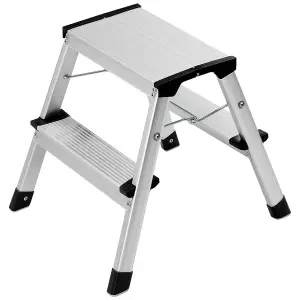 Excel Heavy Duty Aluminium 2 Tread Stool Ladder Folding Hop Up 350mm x 400mm