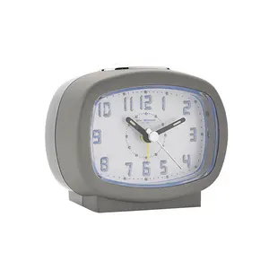 Analogue Quartz Movement / Crystal Alarm Tabletop Clock in Silver