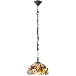 Small Tiffany Butterfly Pendant Ceiling Light - Dark Bronze Finish - Needs 60W E27 GLS