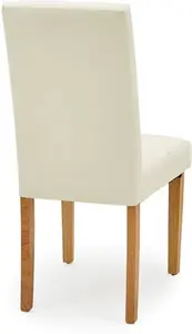 Dunelm Hugo Set Of 2 Dining Chairs, Faux Leather, Modern, Natural, Cream, Faux Leather/Rubberwood/Wood