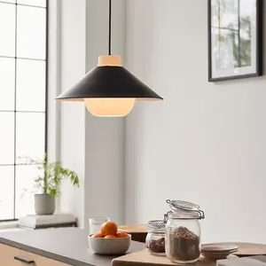 Luminosa Merano Pendant Ceiling Light Matt Black & Matt White Glass