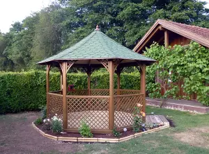 Chopin Large Gazebo with Trellis Panels - Pressure Treatet Timber - L354 x W354 x H333 cm