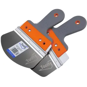 Toolty Profiled Bucket Scoop Trowel with Soft Grip Handle Set 2PCS 165, 200mm Stainless Steel for Scooping Compound DIY