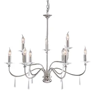 Elstead Finsbury Park 9 Light Chandelier Polished Nickel Finish, E14