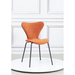 4 Doreen Velvet Upholstered Dining Chair with Black Metal Legs (Set of 4) Orange / Black