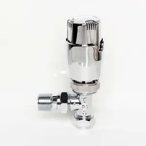 Pair of Angled Chrome Thermostatic Radiator Valves