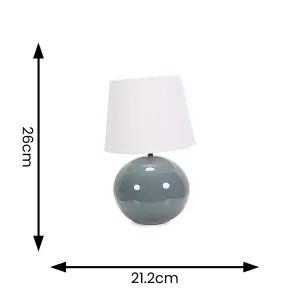 ValueLights Bosco Eucalyptus Ceramic Table Lamp with White Tapered Shade - LED Bulb Included