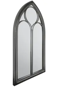 MirrorOutlet Black Somerley Chapel Arch Garden Mirror 112 x 61 CM