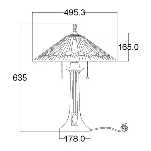 Elstead Alcott 2 Light Tiffany Table Lamp - Bronze Finish, E27