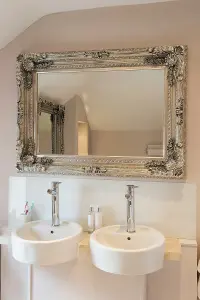 MirrorOutlet Carved Louis Silver Antique Style Wall Mirror 120 x 90