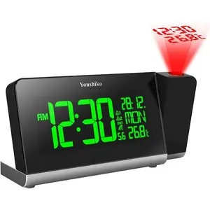 Digital Electric Alarm Tabletop Clock in Black/Silver