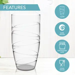 HEFTMAN Clear Swirl Acrylic Tumblers - Set Of 4